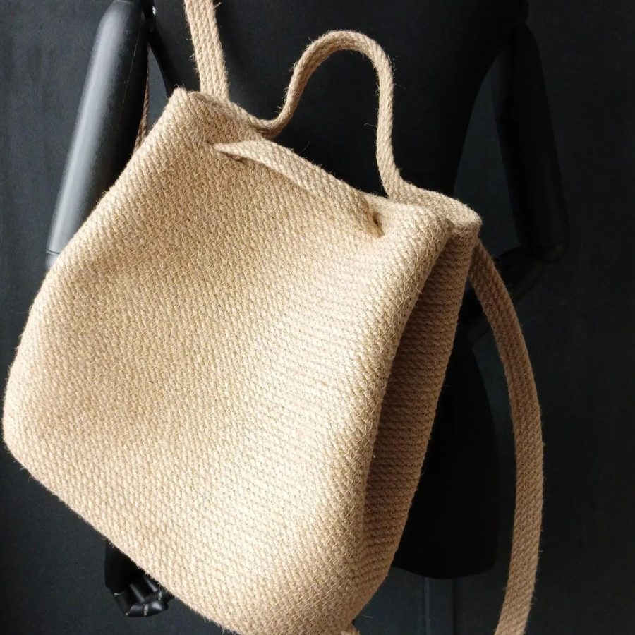 ASR jute bucket backpack with braided rope straps