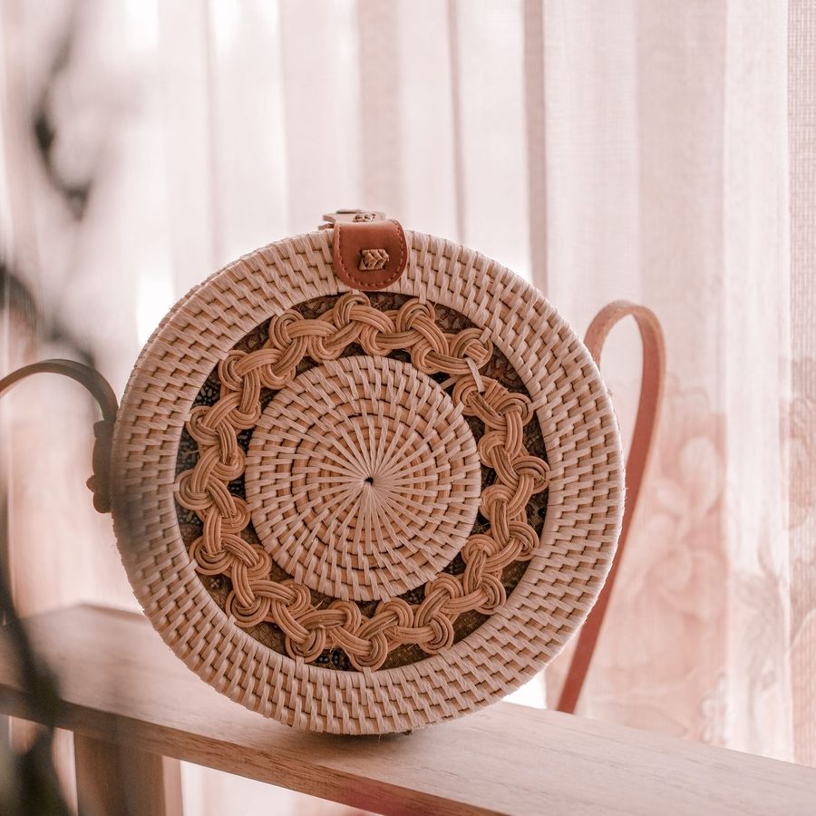 ASR circular woven rattan crossbody bag