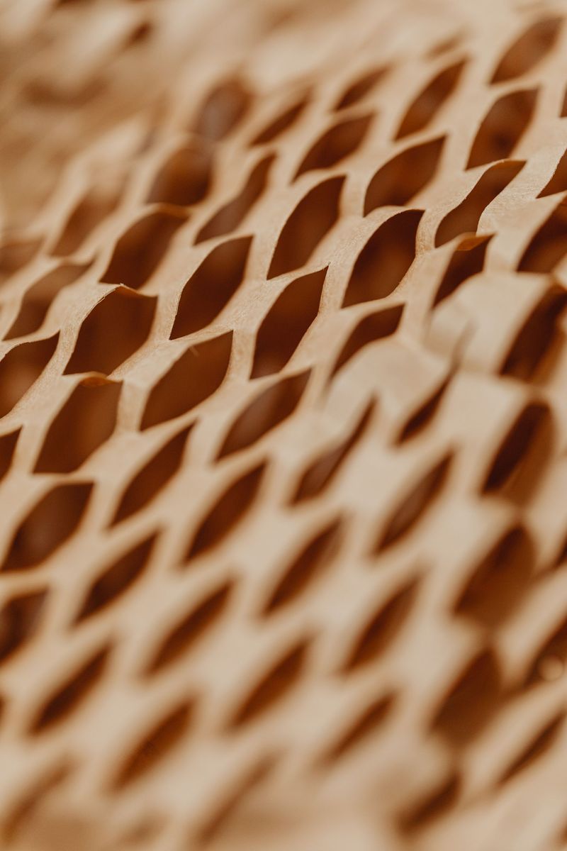 Close-up of expanded honeycomb kraft paper